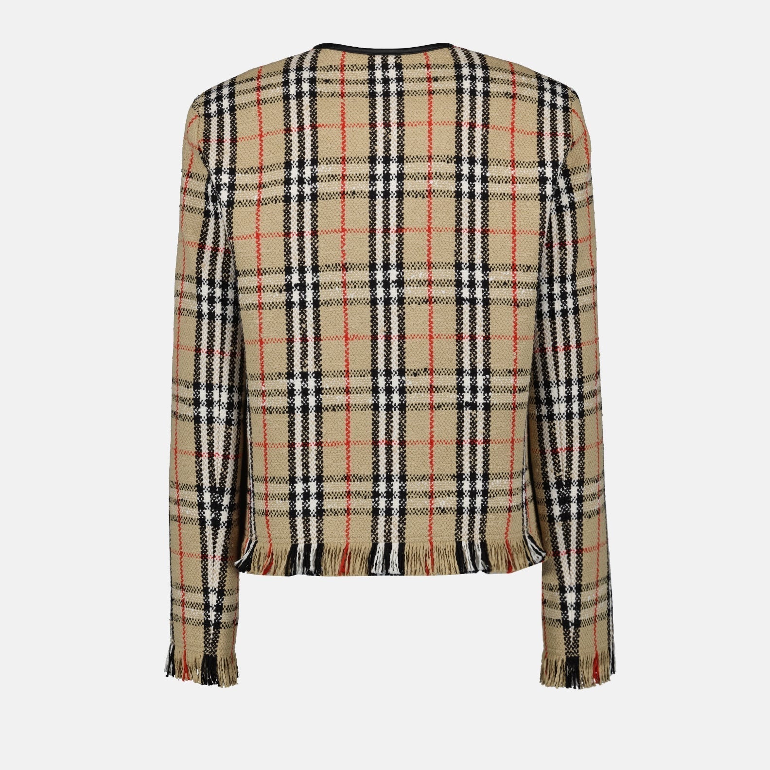 Burberry Vintage Check Tweed Fringe Jacket - image 4