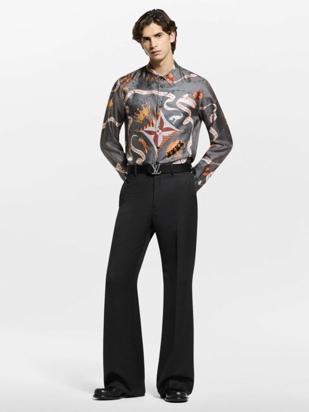 Louis Vuitton Crown & Ribbon "Pont Neuf" Print Silk-Finish Shirt - image 7