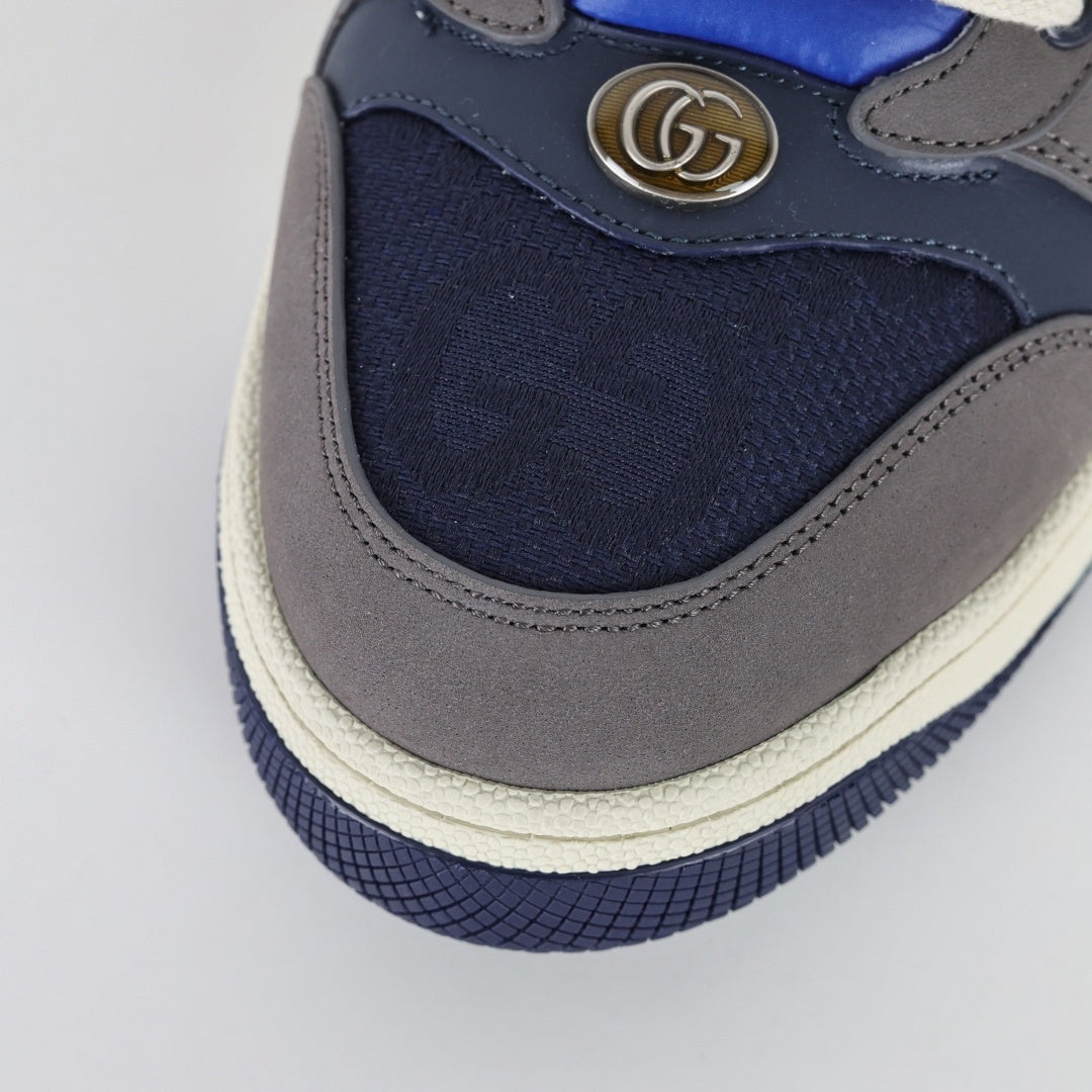 Gucci Screener Sneakers in Blue GG Canvas & Grey Suede - image 4