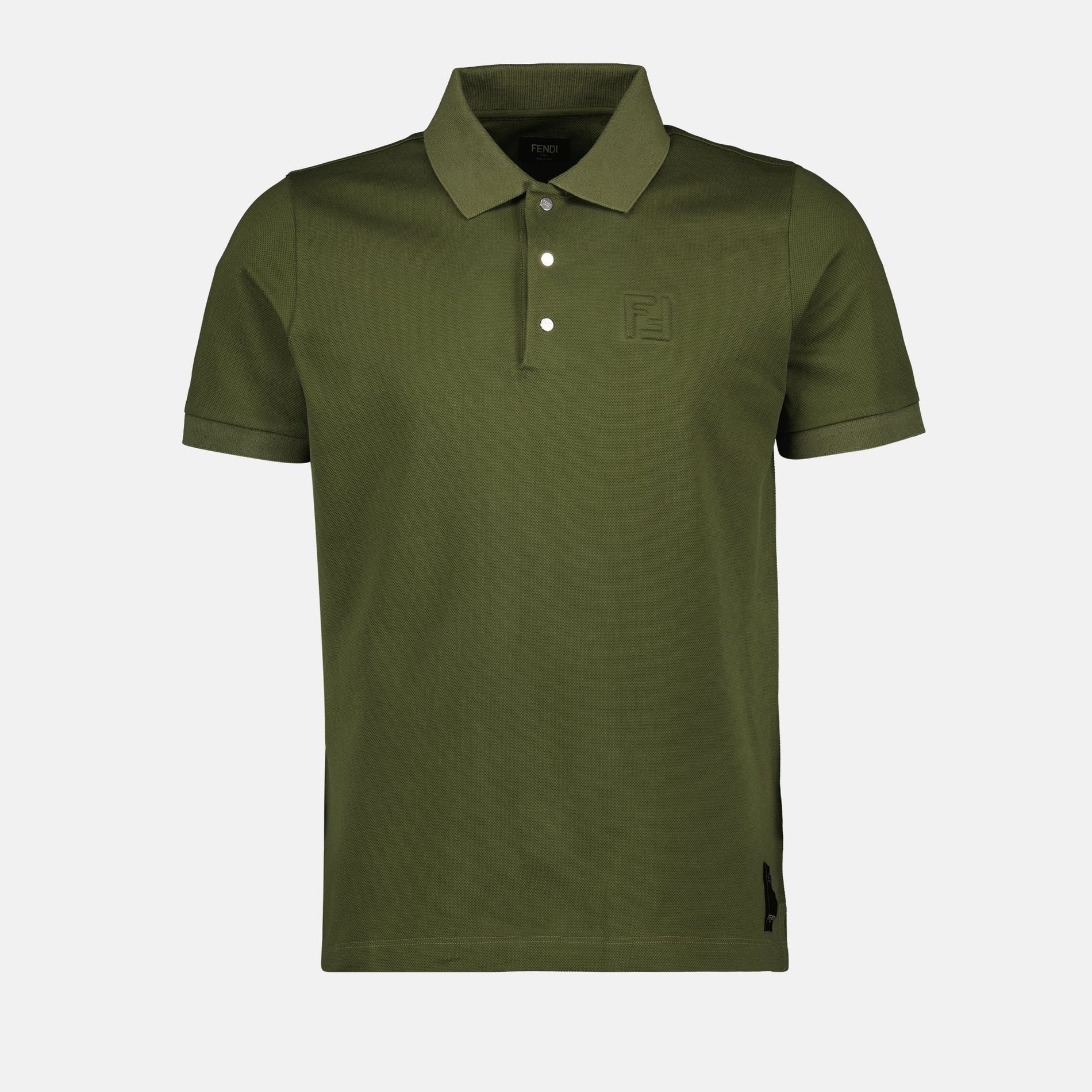 Fendi Fendi Olive Green Polo Shirt with Tonal FF Logo