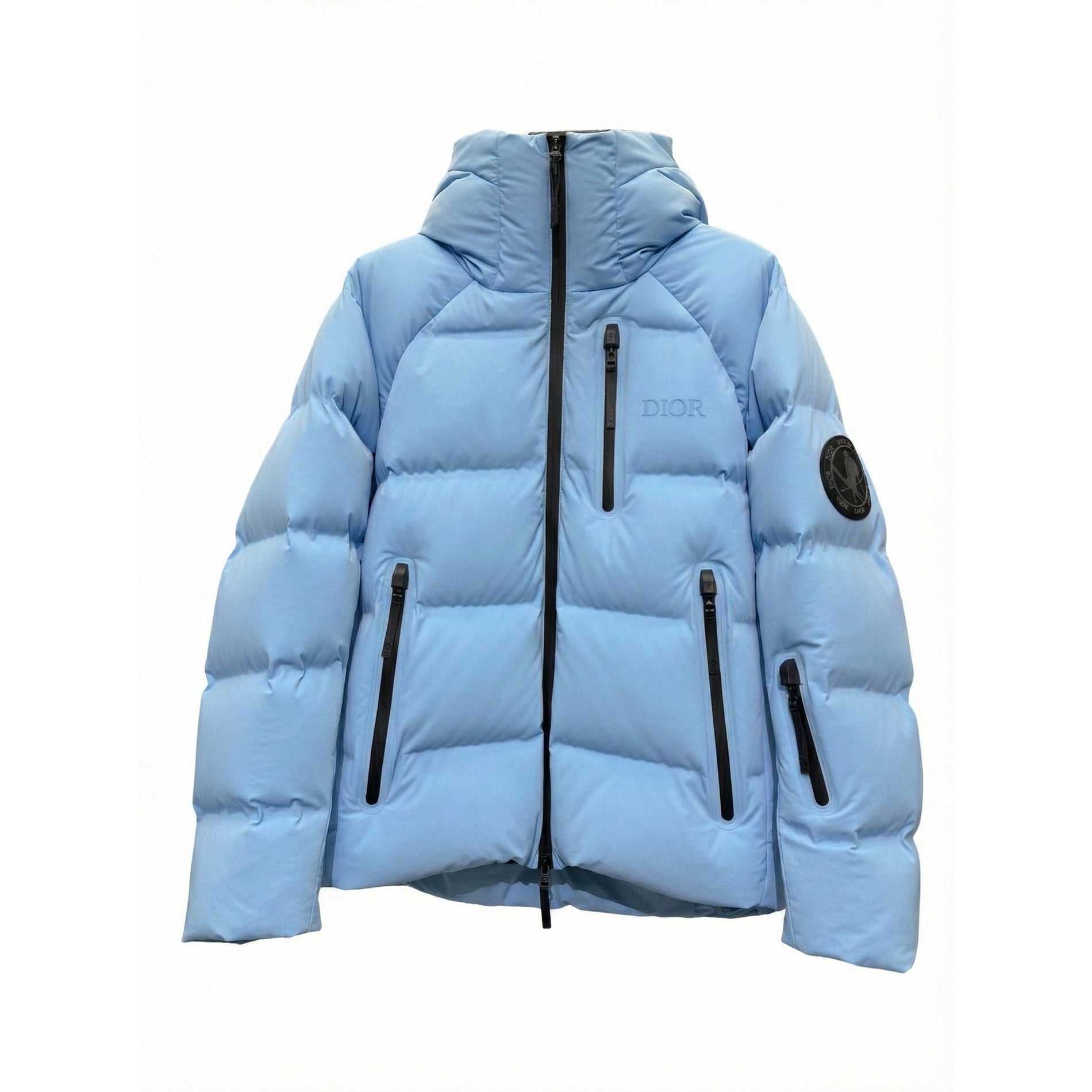 Dior Hooded Down Jacket in Sky Blue Technical Taffeta