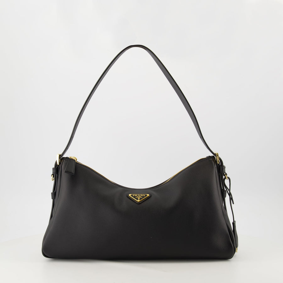 Prada Aimée Medium Leather Shoulder Bag (Black)