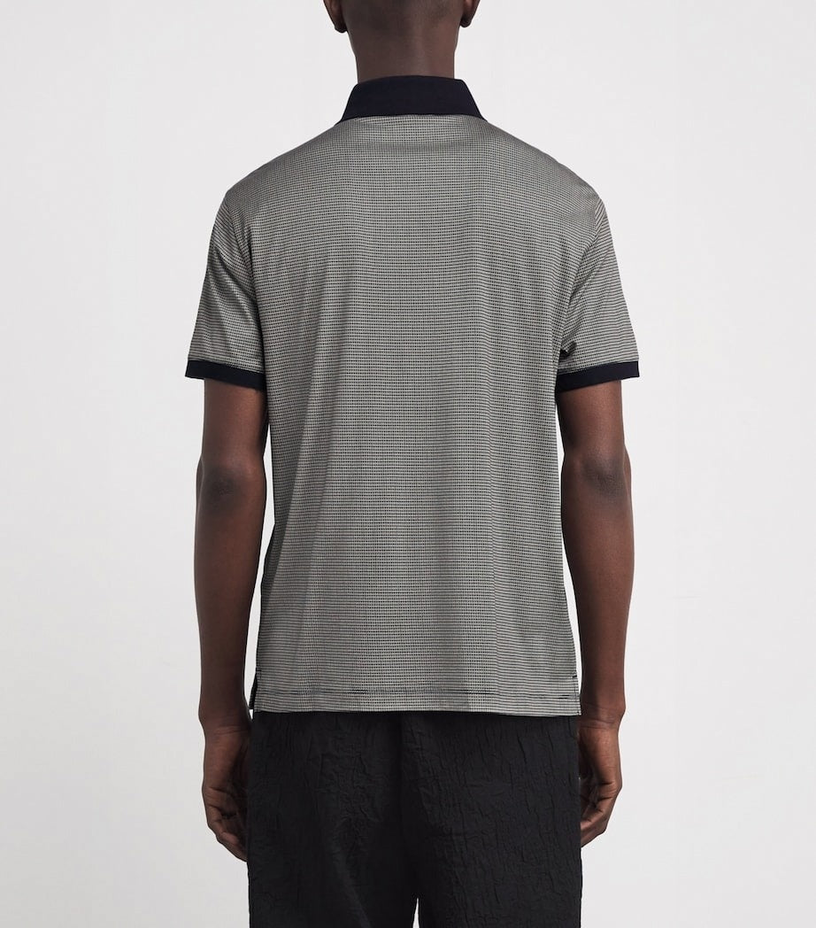 Emporio Armani Lyocell-Cotton Micro-Print Polo Shirt - image 3