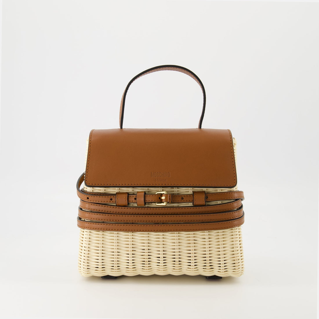 Tie Me Leather shoulder bag (Wicker & Leather)
