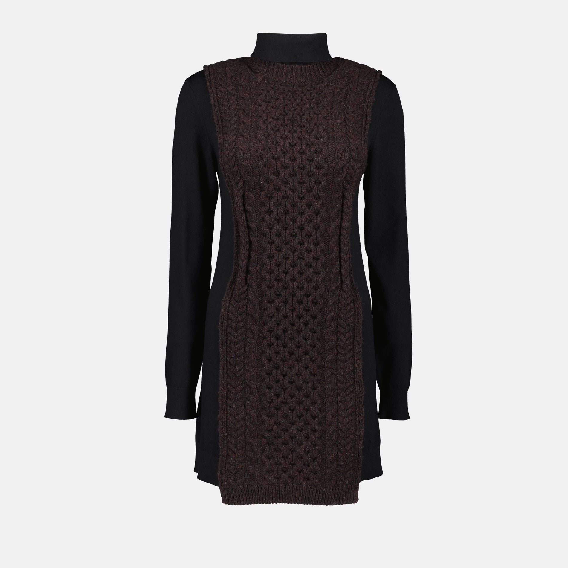 Fendi Cable-Knit Panel Turtleneck Dress