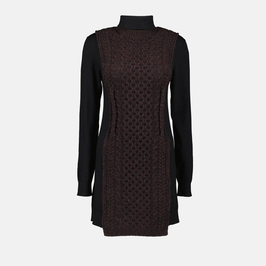 Fendi Cable-Knit Panel Turtleneck Dress