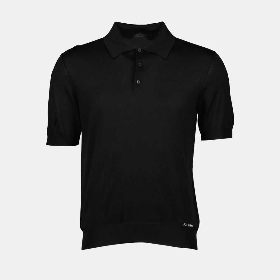 Prada Prada Black Silk Knit Polo Shirt with Minimalist Finish