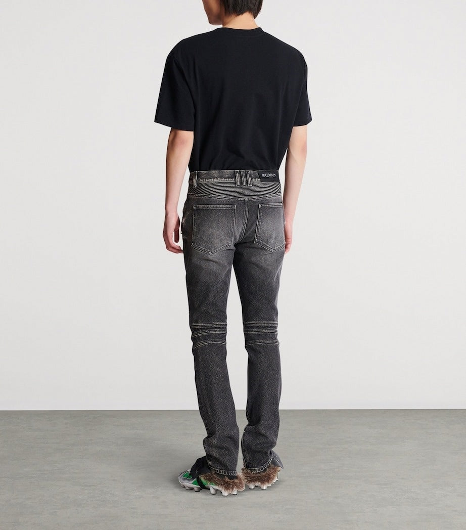 Balmain Biker Slim-Fit Denim Jeans - image 3