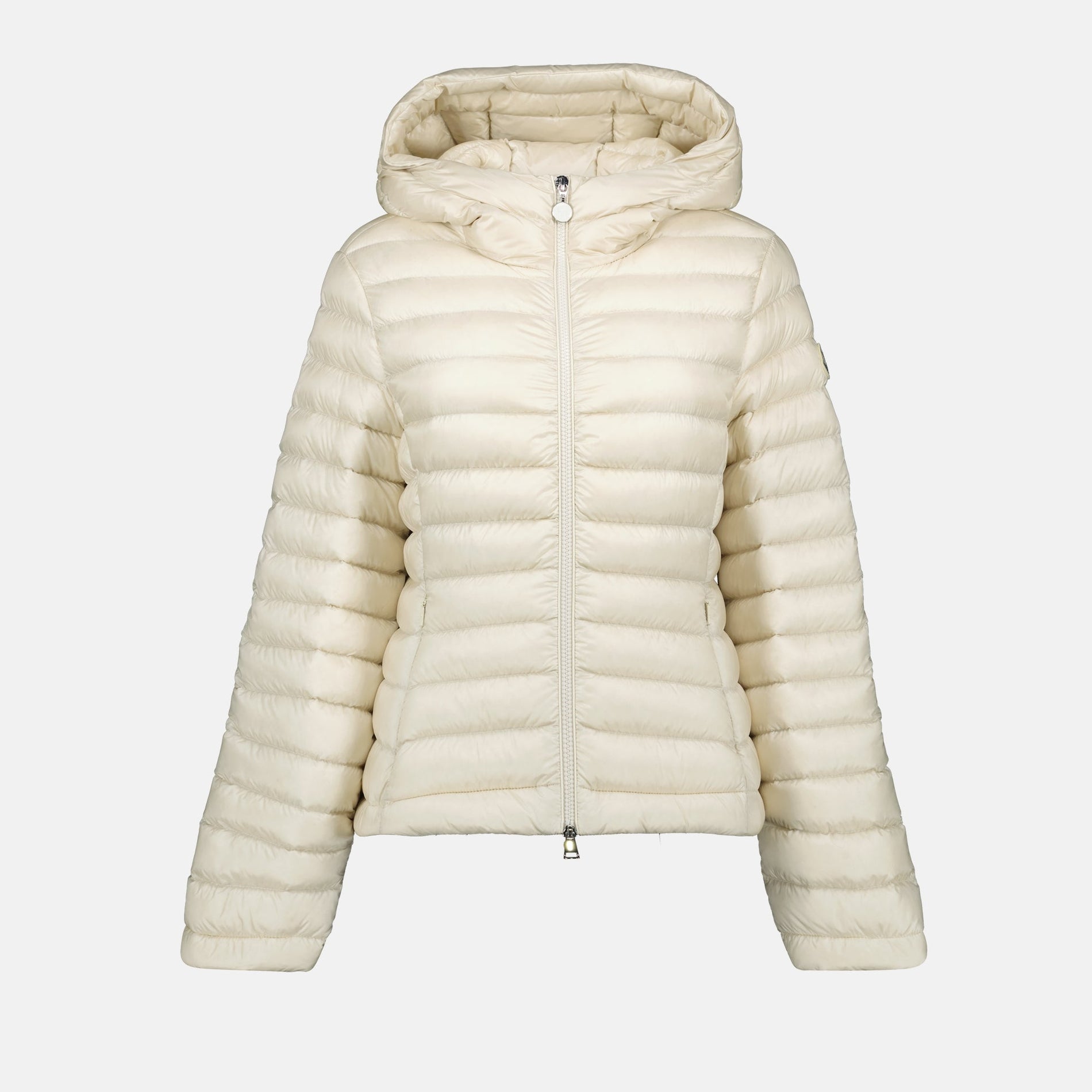 Moncler Cream Lightweight Hooded Down Jacket