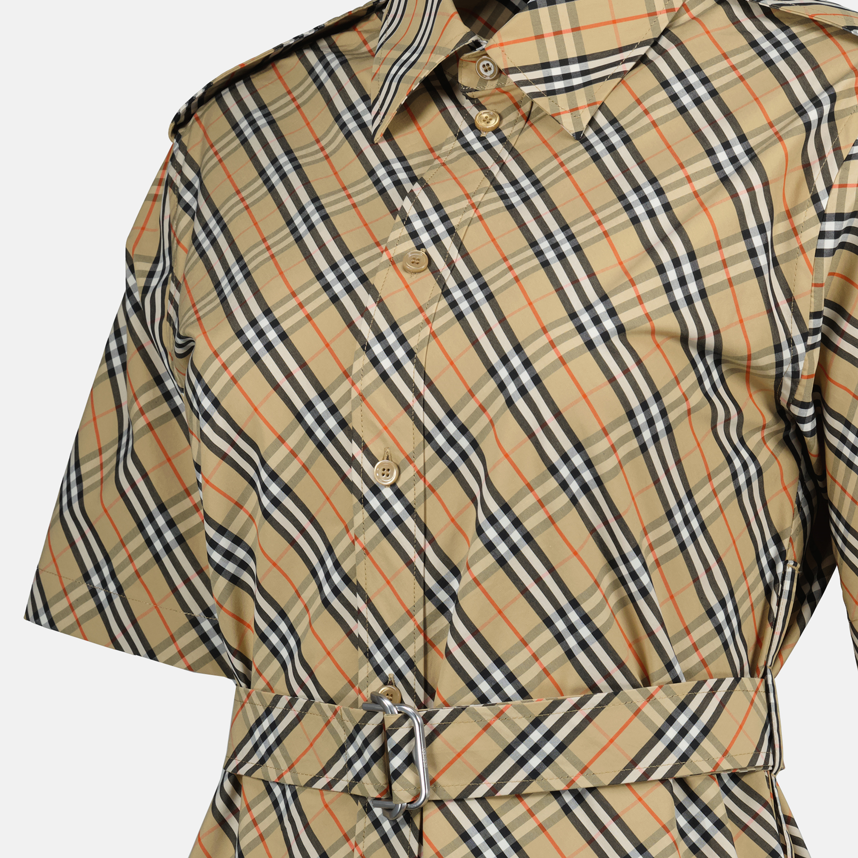 Burberry Short Sleeve Check Belted Shirt Dress - image 5