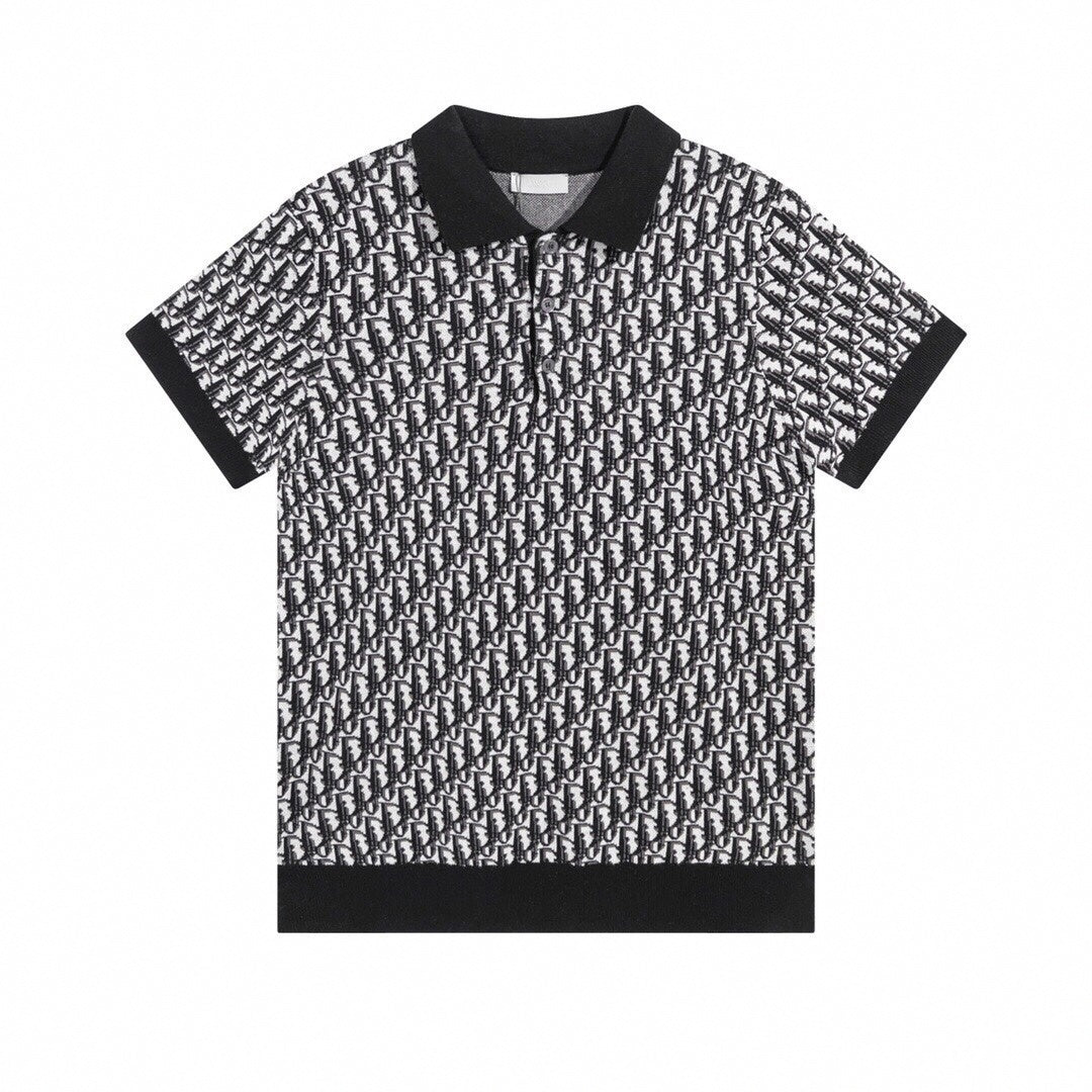Dior Oblique Wool Knit Polo Shirt – Black & Grey - image 2