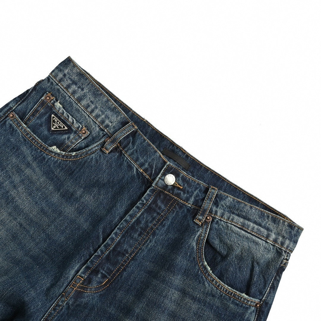 Prada Vintage Blue Washed Straight-Leg Denim Jeans - image 4