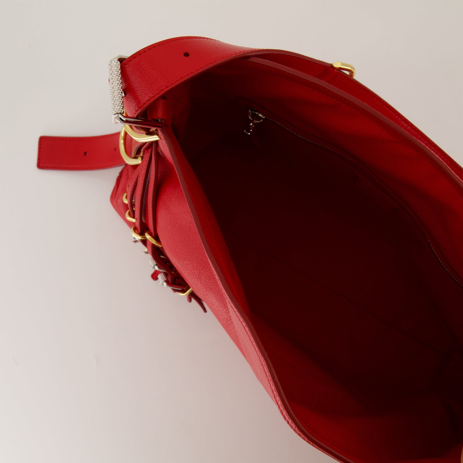 Givenchy Red Leather Slouchy Shoulder Bag with Harness Detail - image 4