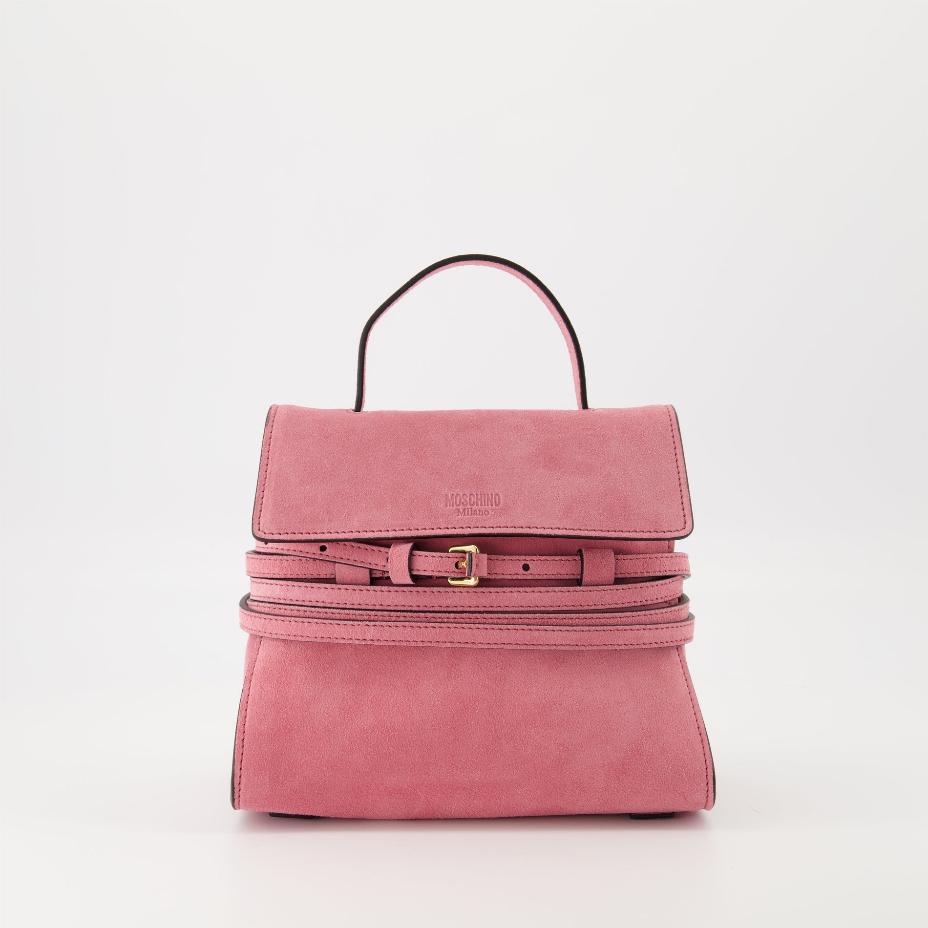 Moschino Tie Me Leather shoulder bag (Pink suede)