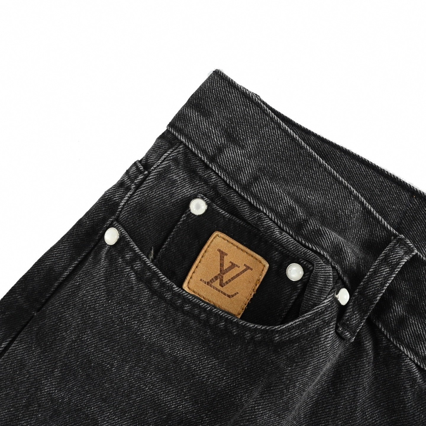 Louis Vuitton Damier Patch Washed Black Denim Jeans – Relaxed Luxury Fit - image 4