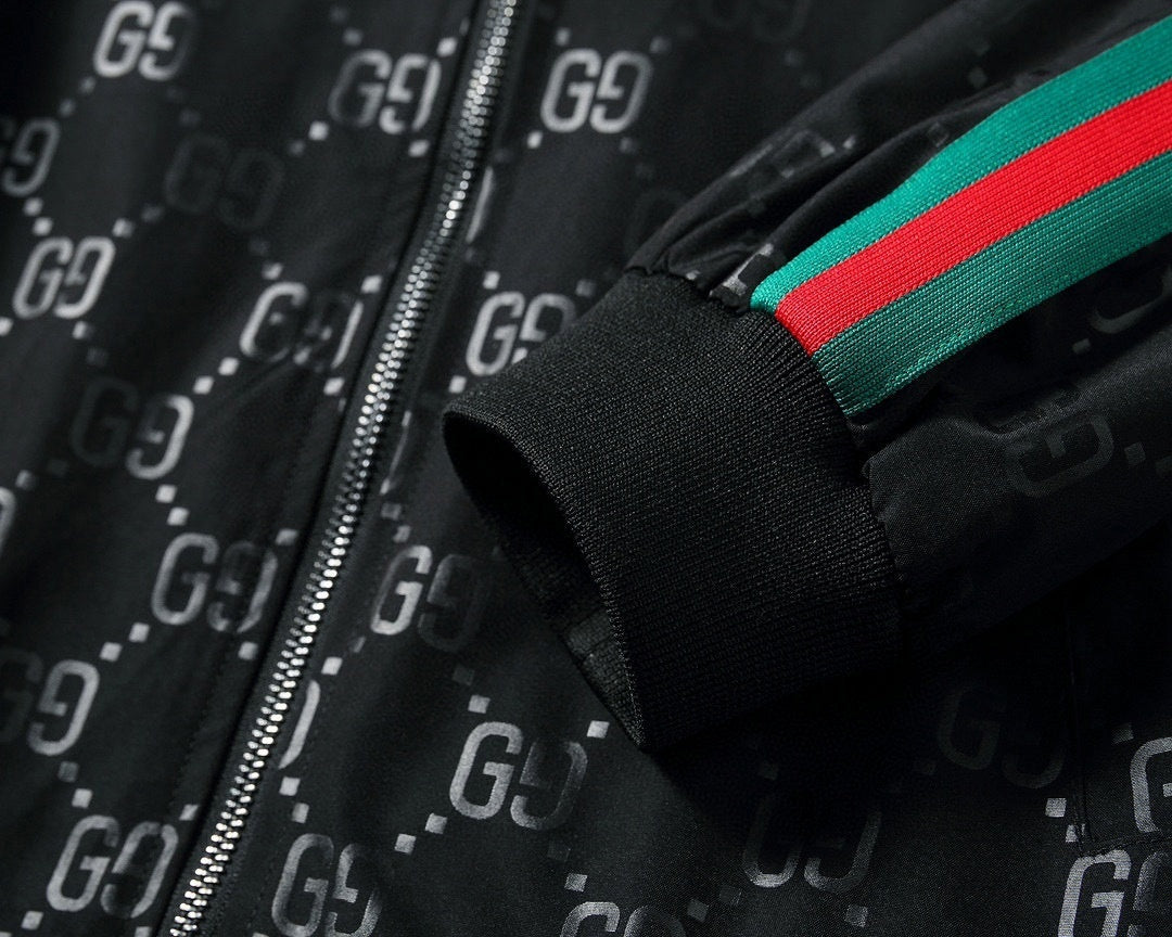 Gucci Black GG Monogram Track Jacket with Signature Web Stripes - image 4