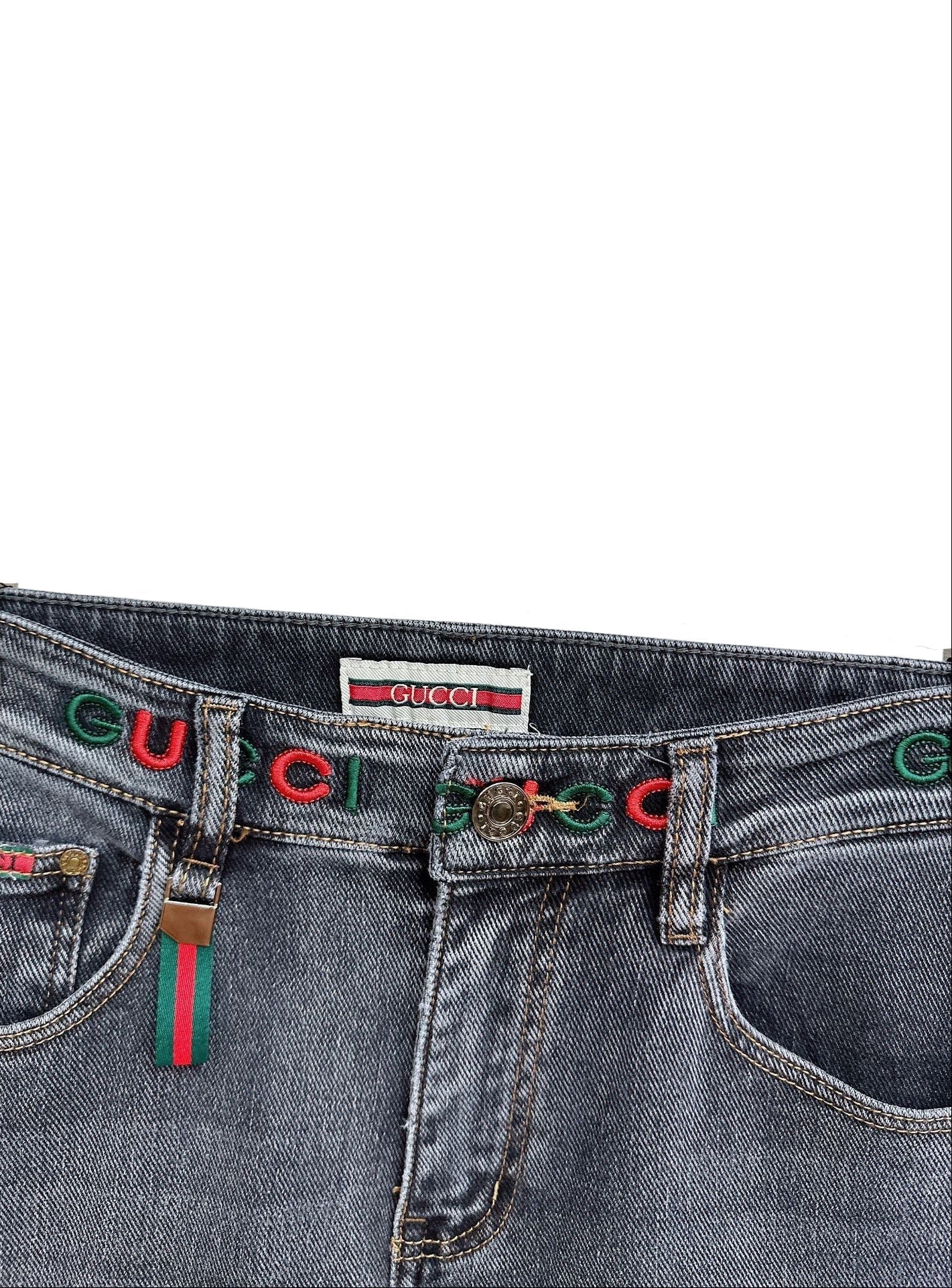 Gucci Denim Jeans with Embroidered Logo - image 4