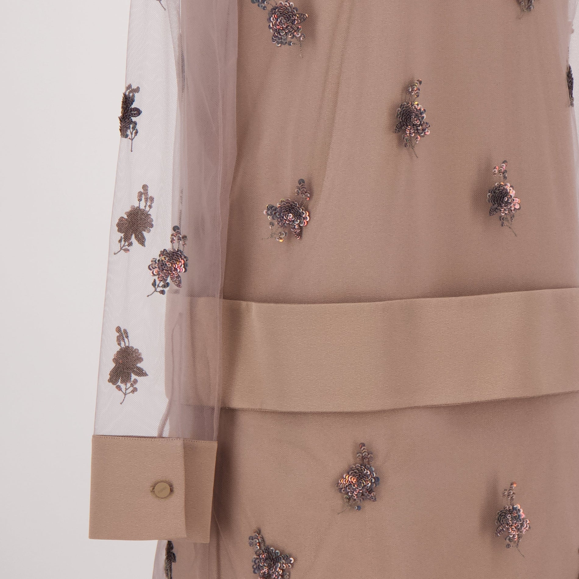Fendi Embellished Sheer Overlay Shirt Dress - image 4
