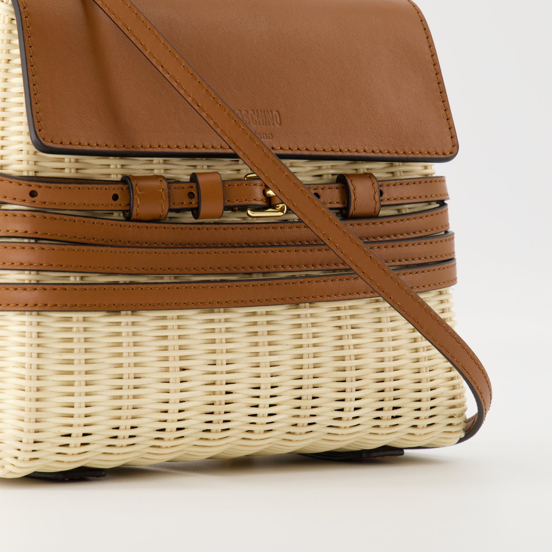 Moschino Tie Me Leather shoulder bag (Wicker & Leather) - image 3