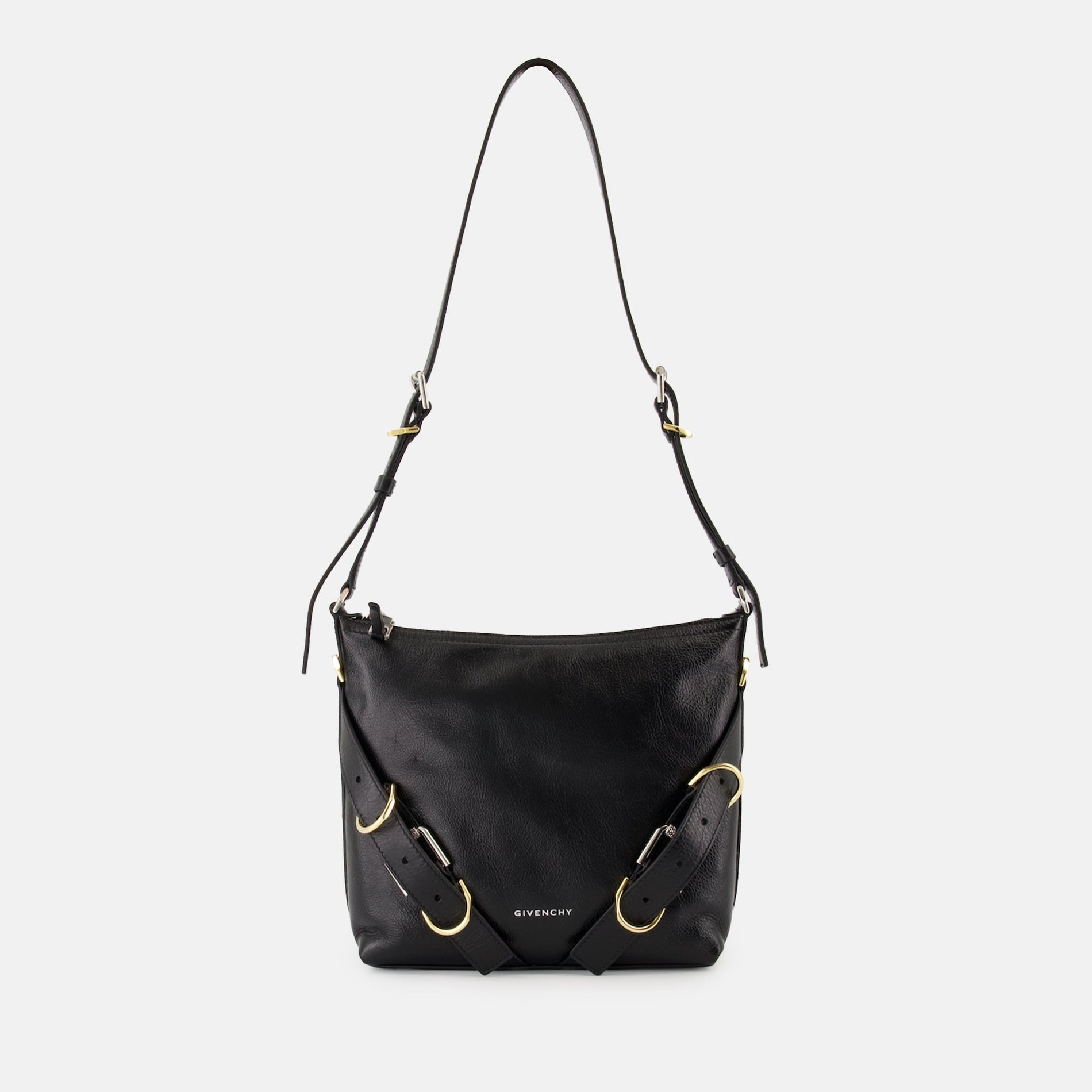 Givenchy Black Leather Shoulder Bag with Strap Detail