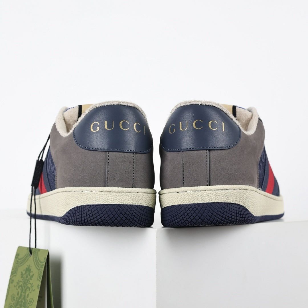Gucci Screener Sneakers in Blue GG Canvas & Grey Suede - image 10