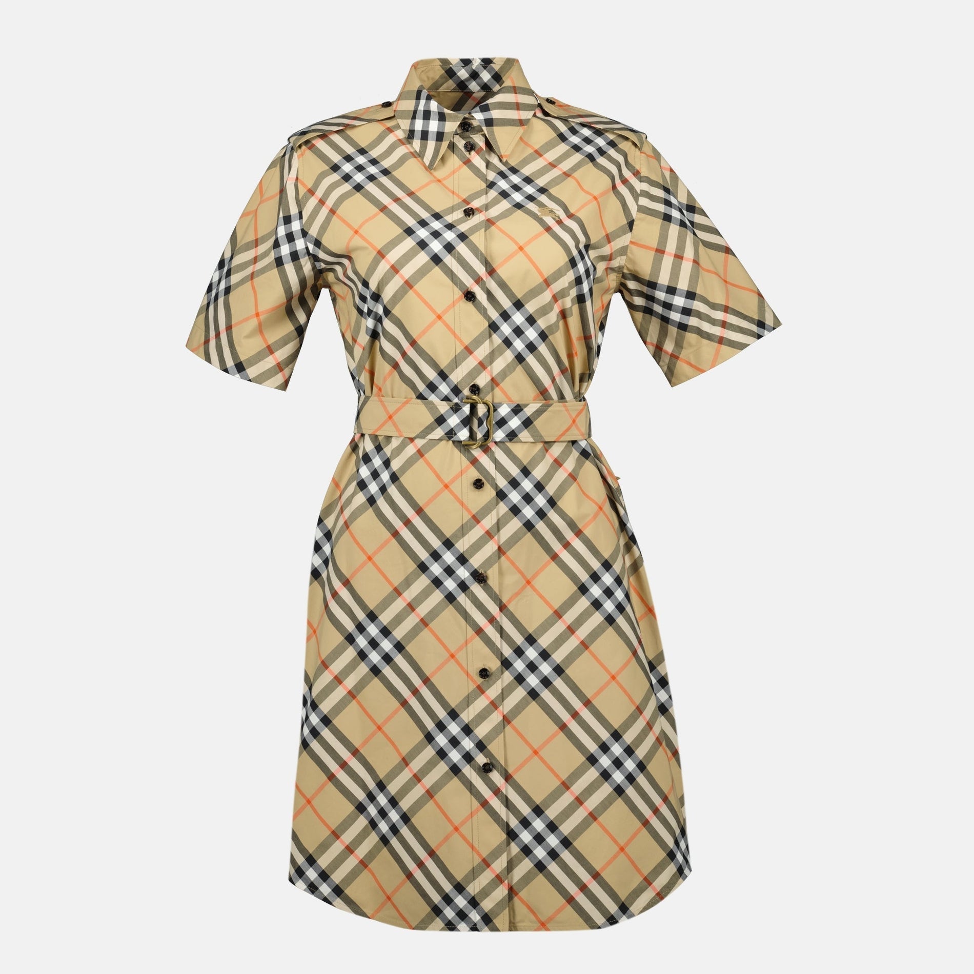 Burberry Short Sleeve Icon Check Belted Shirt Dress