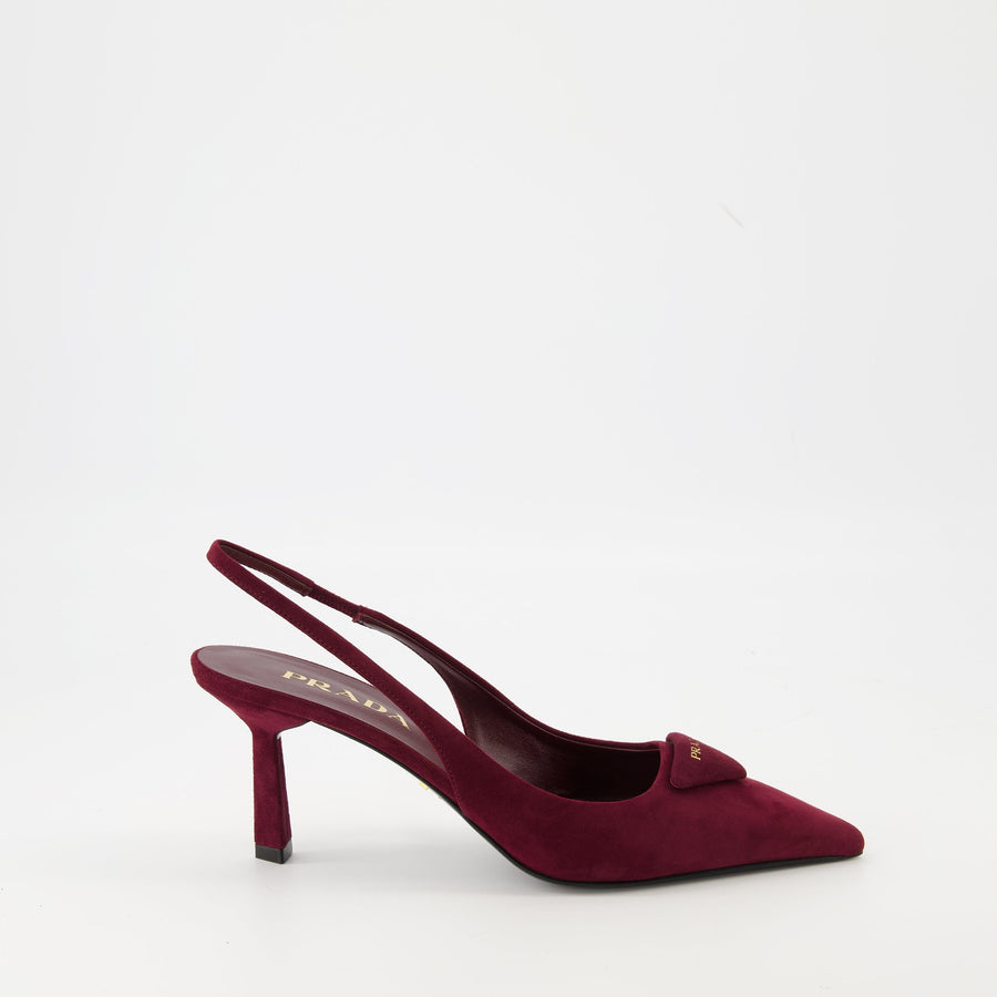 Prada Burgundy Suede Slingback Pumps