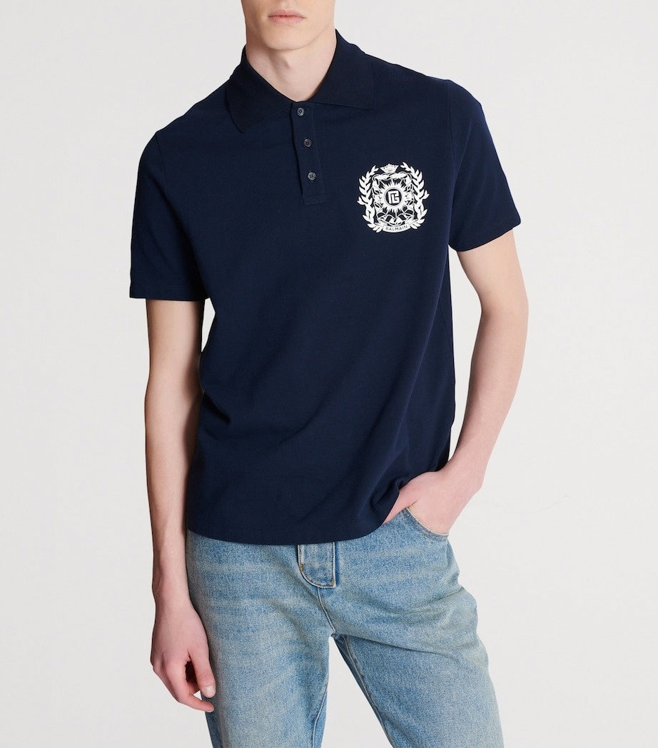 Balmain Crest Cotton Polo Shirt - image 5