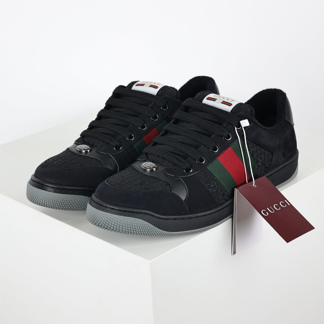 Gucci Screener Sneakers in Black with Web Stripe - image 11