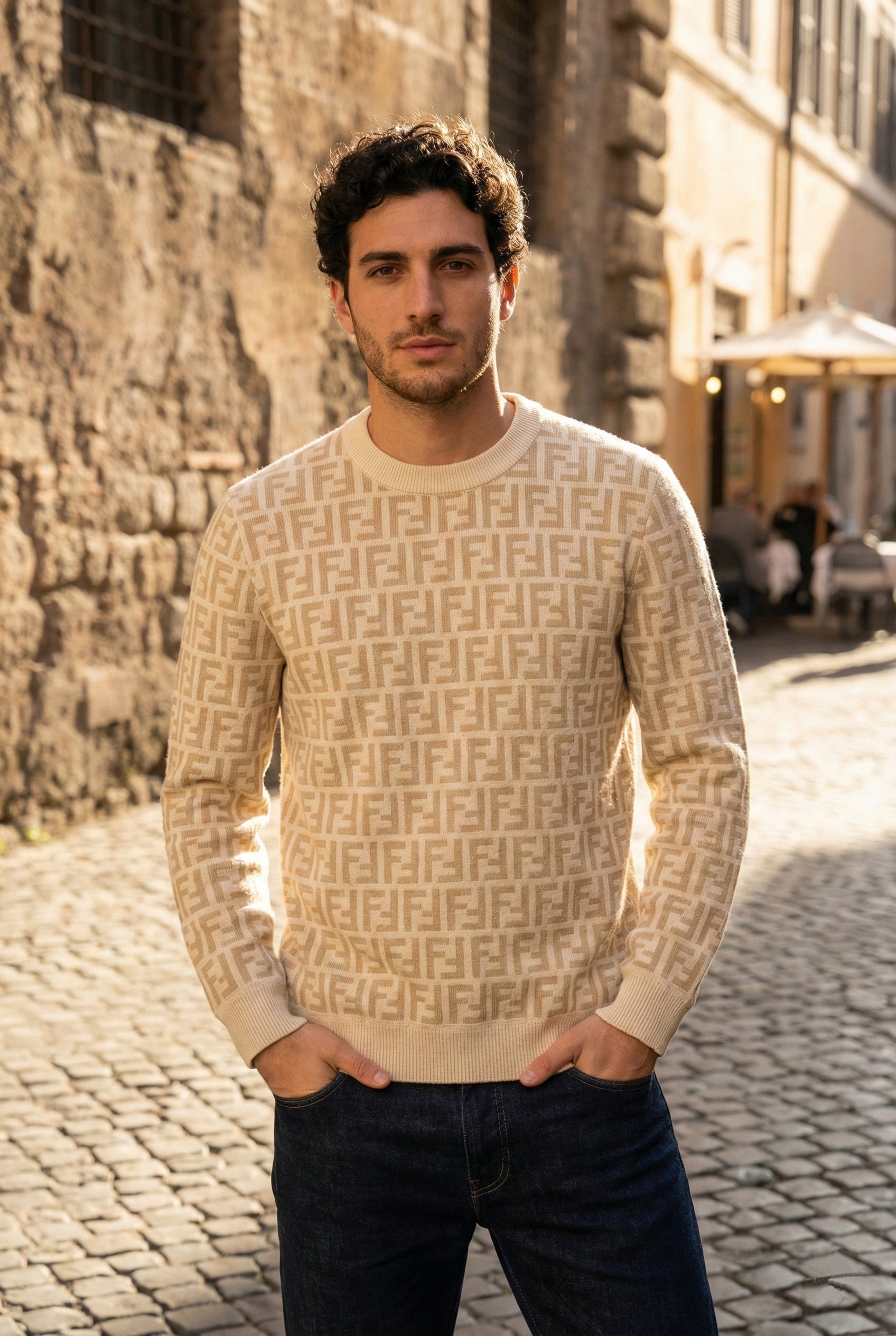 Fendi Beige and White Monogram Knit Sweater - image 5