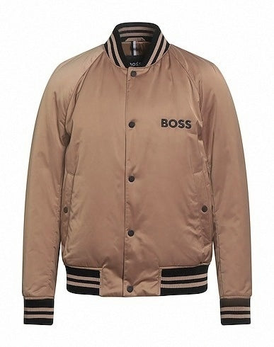 Hugo Boss Beige Bomber Jacket with Ribbed Trim