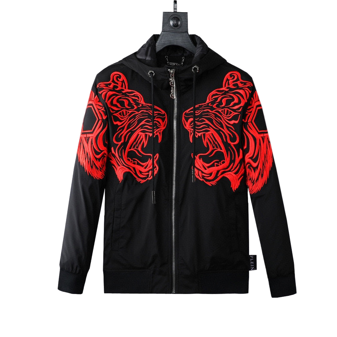 Philipp Plein Embroidered Twin Tiger Windbreaker - image 4