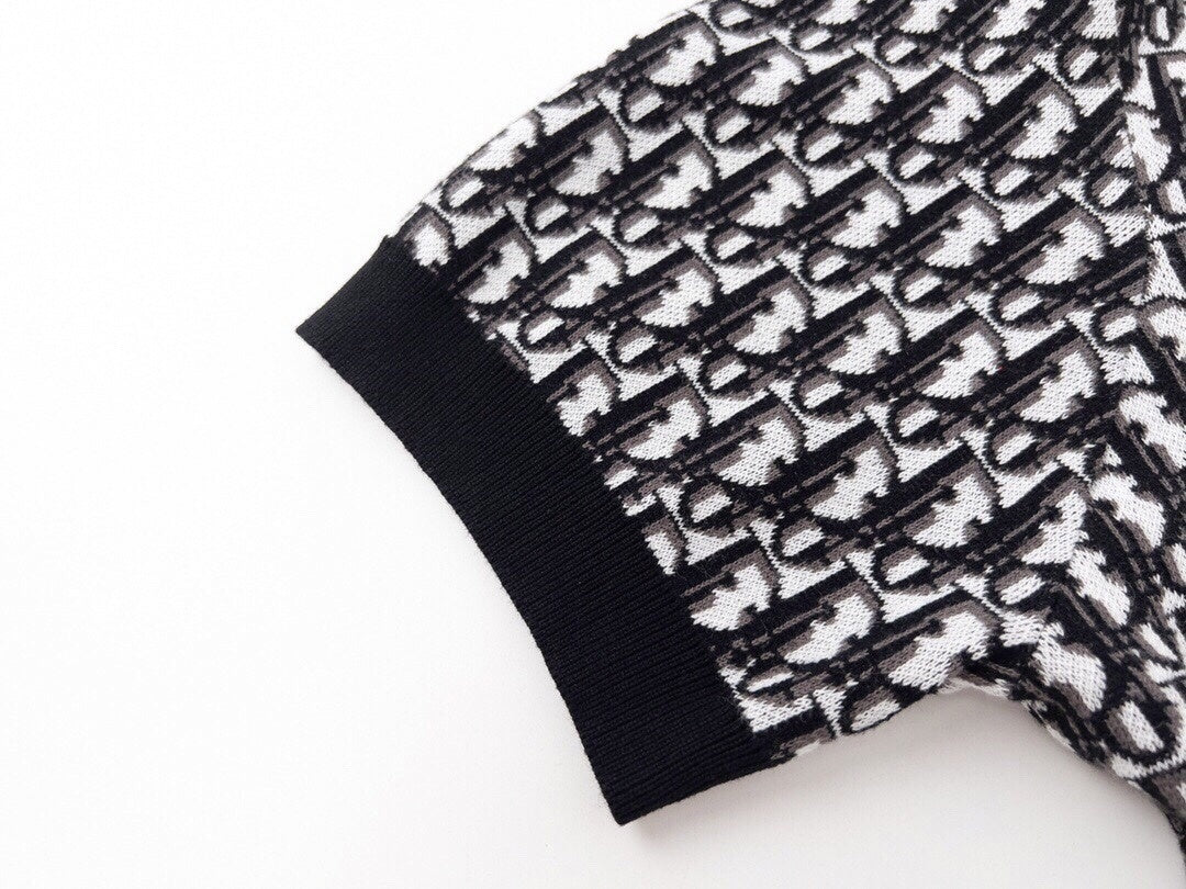 Dior Oblique Wool Knit Polo Shirt – Black & Grey - image 7