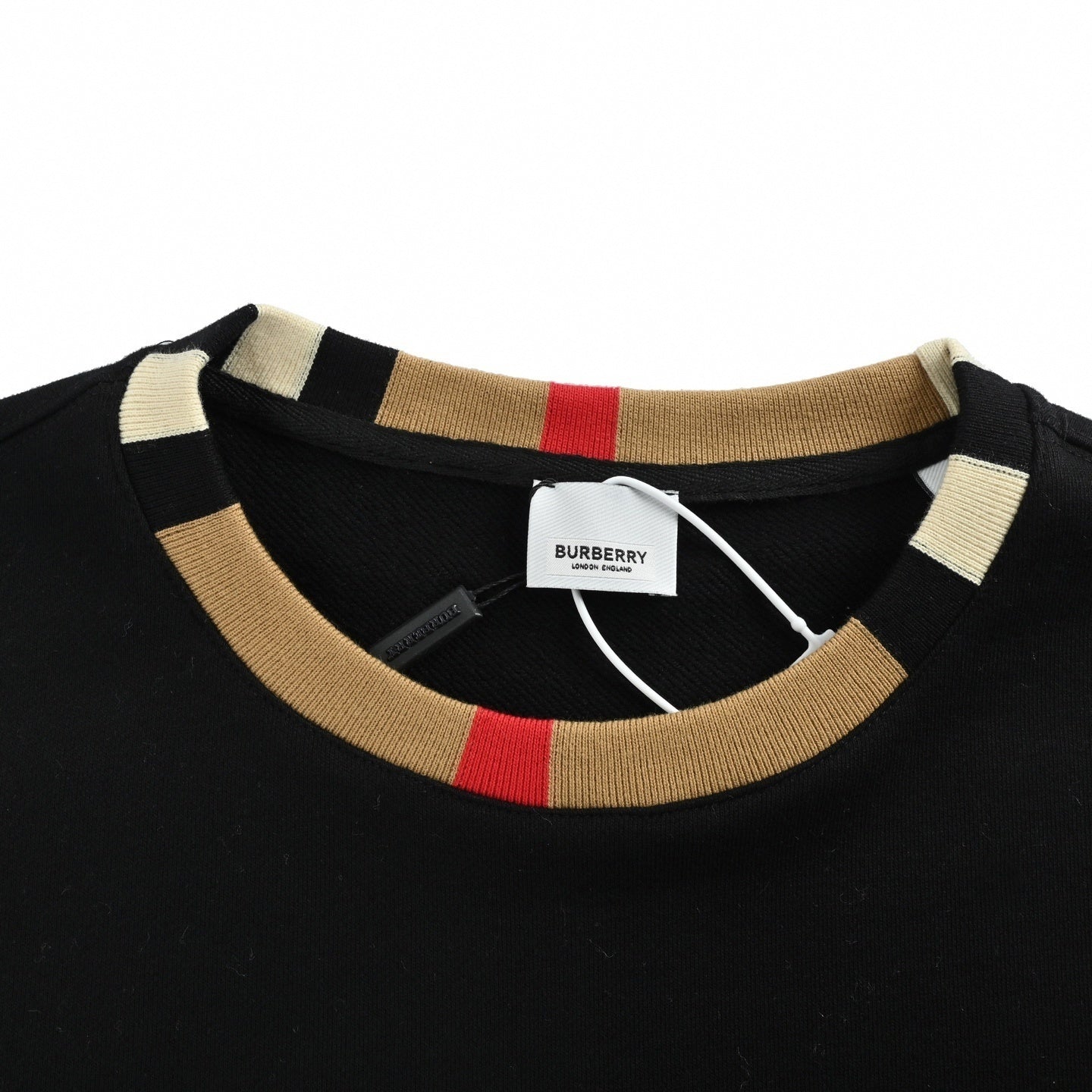 Burberry Boutique Black Crewneck Sweatshirt with Icon Stripe Trim - image 4
