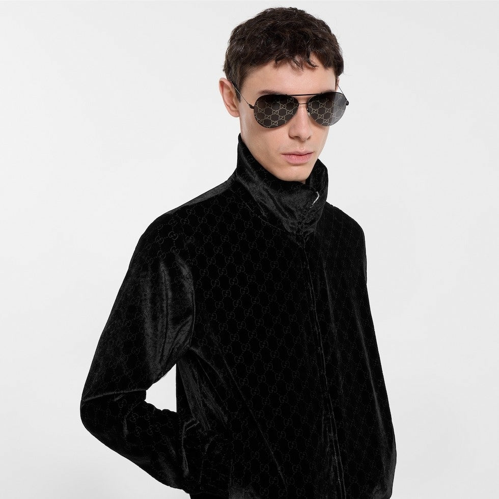Gucci GG stretch velvet devoré zipped jacket - image 2