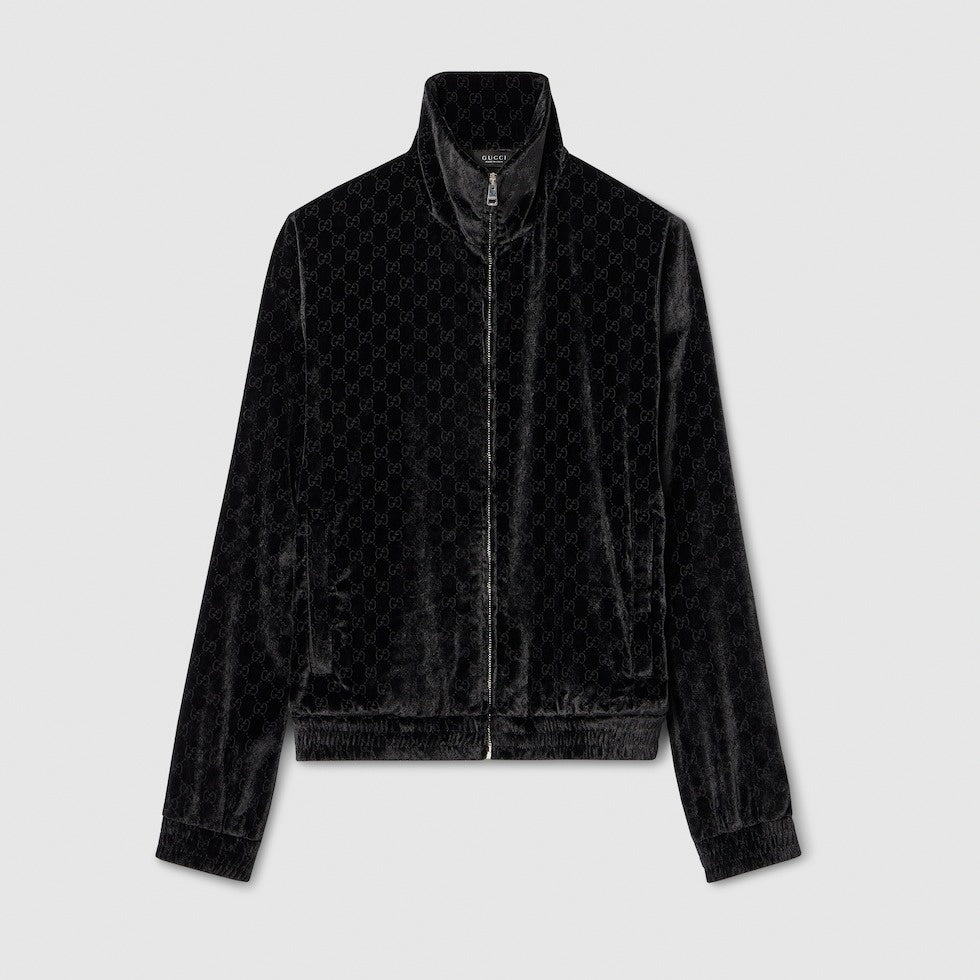 Gucci GG stretch velvet devoré zipped jacket