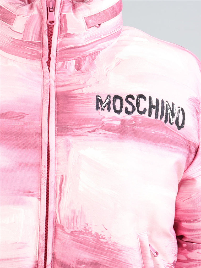 Moschino Pink Painterly Print Puffer Jacket - image 5