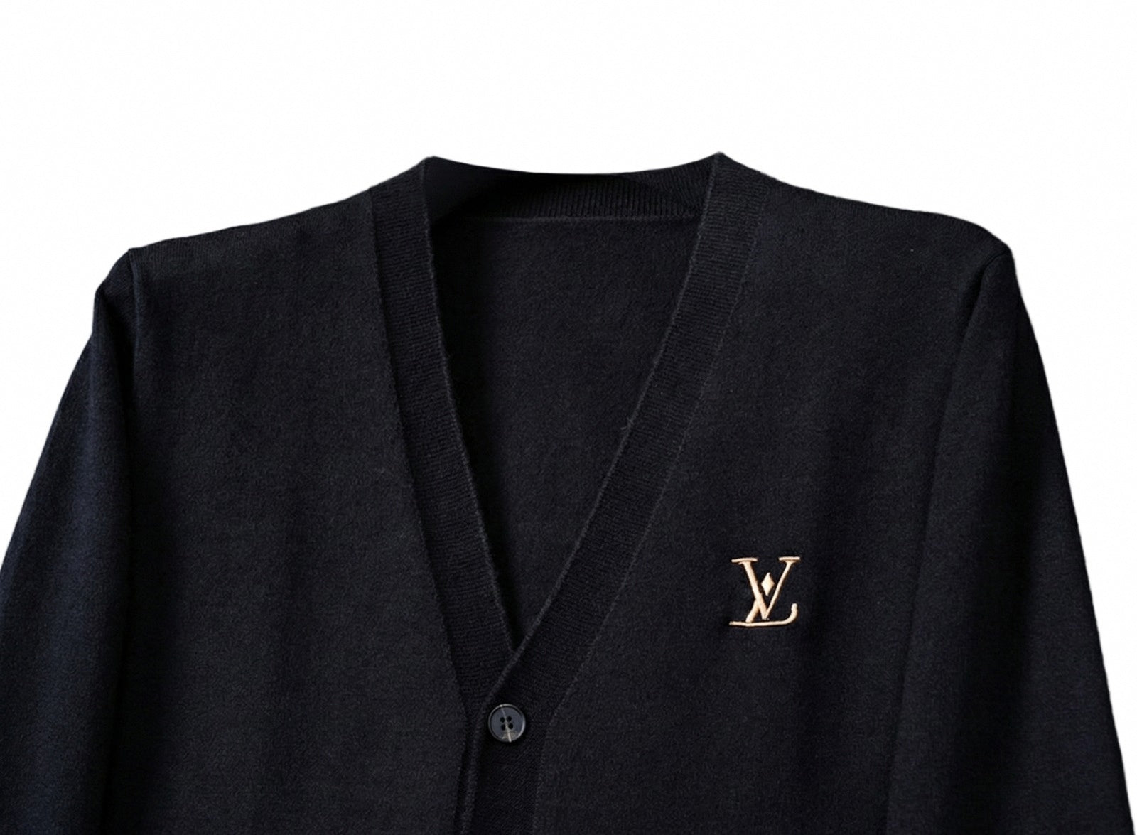 Louis Vuitton Black Monogram Accent Wool Cardigan - image 4