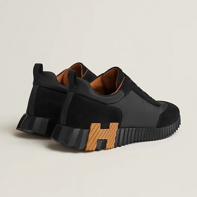 Hermes Bouncing Sneaker in Black Calfskin and Suede with Orange “H” - image 3