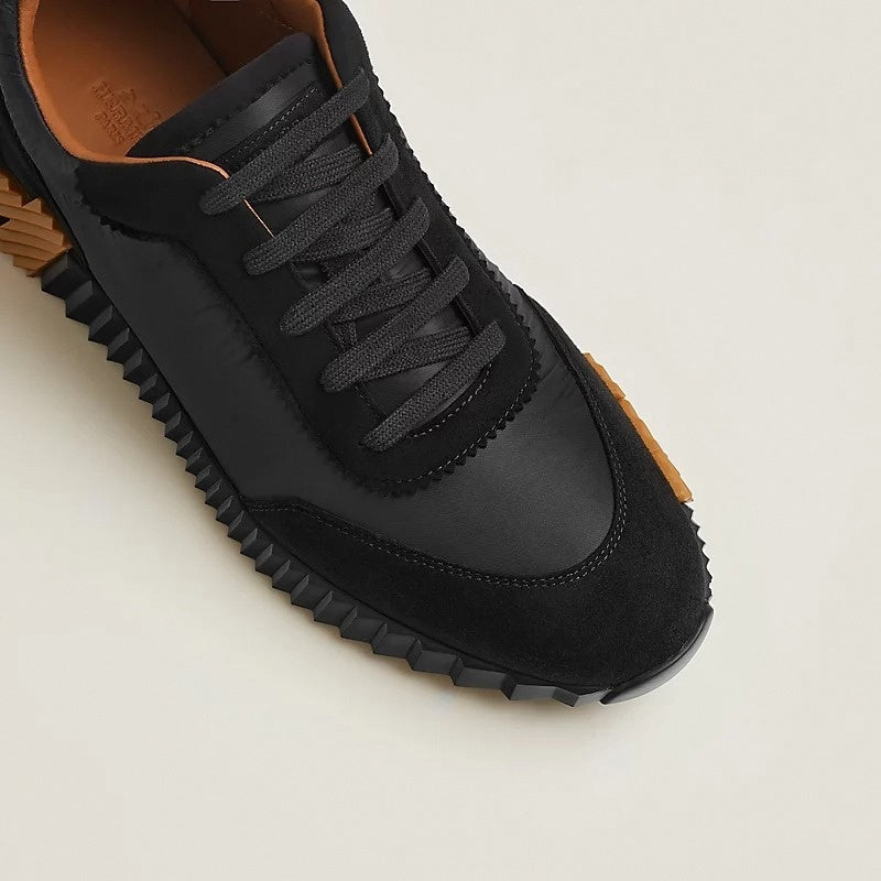 Hermes Bouncing Sneaker in Black Calfskin and Suede with Orange “H” - image 5