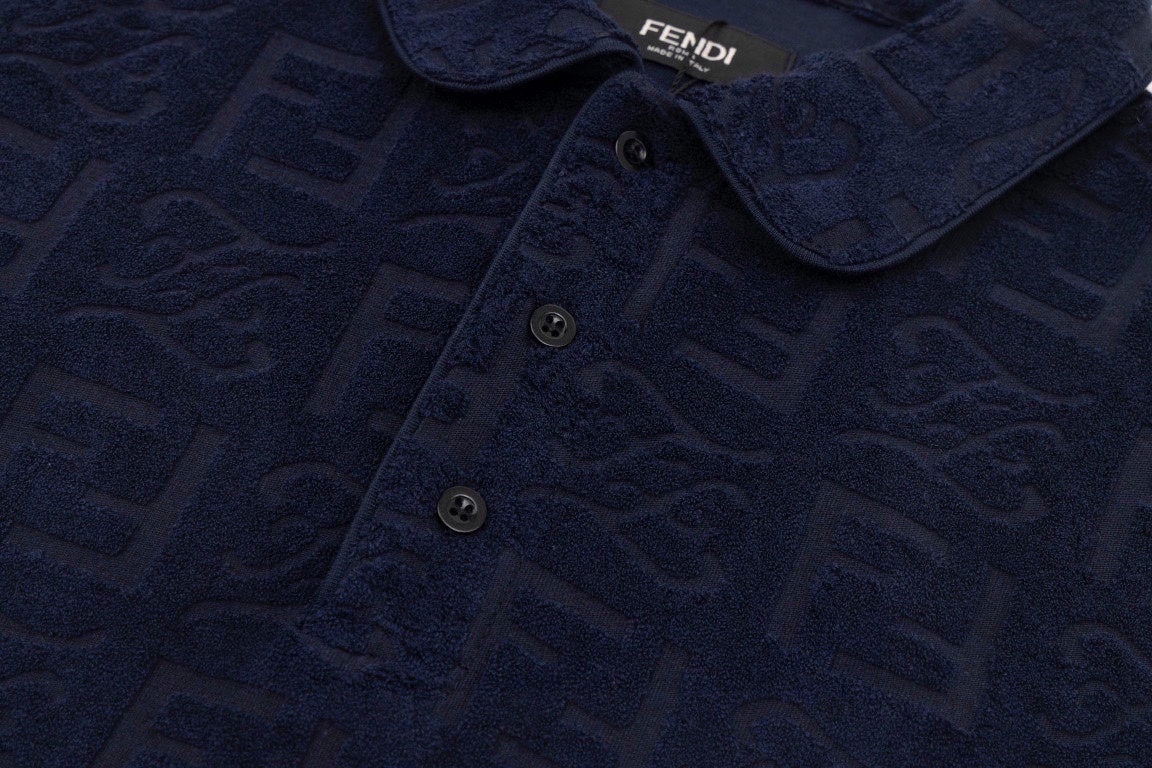 Fendi Textured Monogram Terry Polo Shirt - image 6