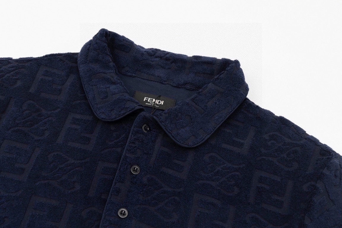 Fendi Textured Monogram Terry Polo Shirt - image 3