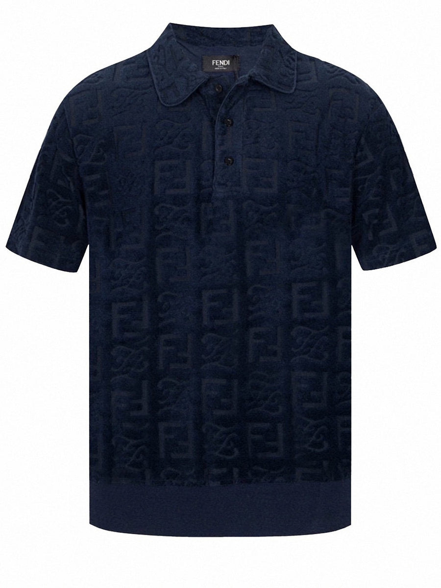 Fendi Textured Monogram Terry Polo Shirt