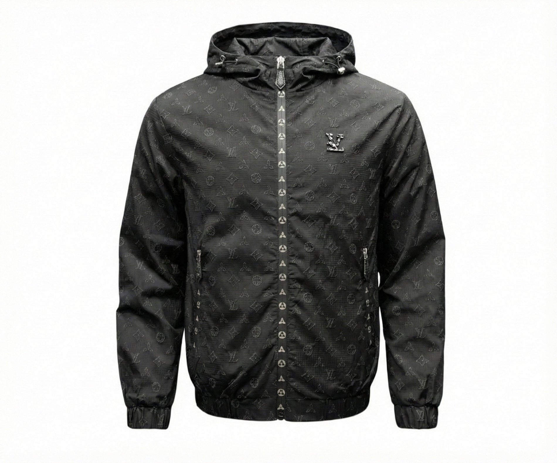 Louis Vuitton Black LV Monogram Hooded Windbreaker