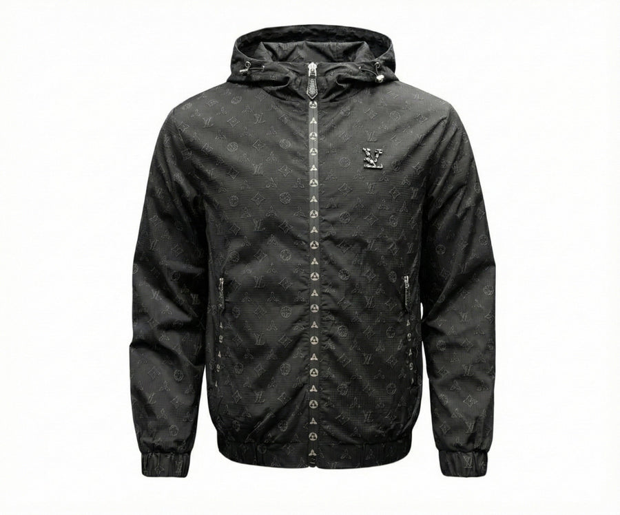 Louis Vuitton Black LV Monogram Hooded Windbreaker