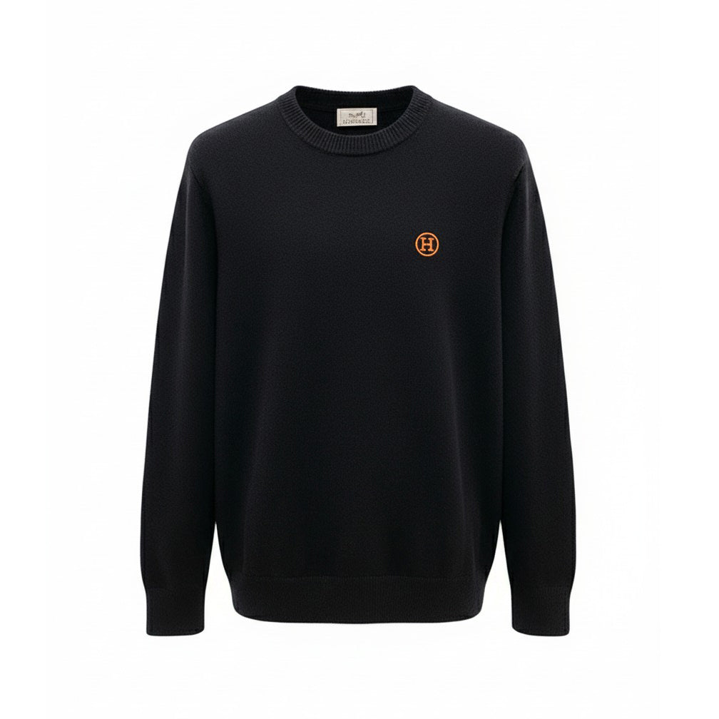 Hermes H Rond Embroidered Wool Crewneck Sweater