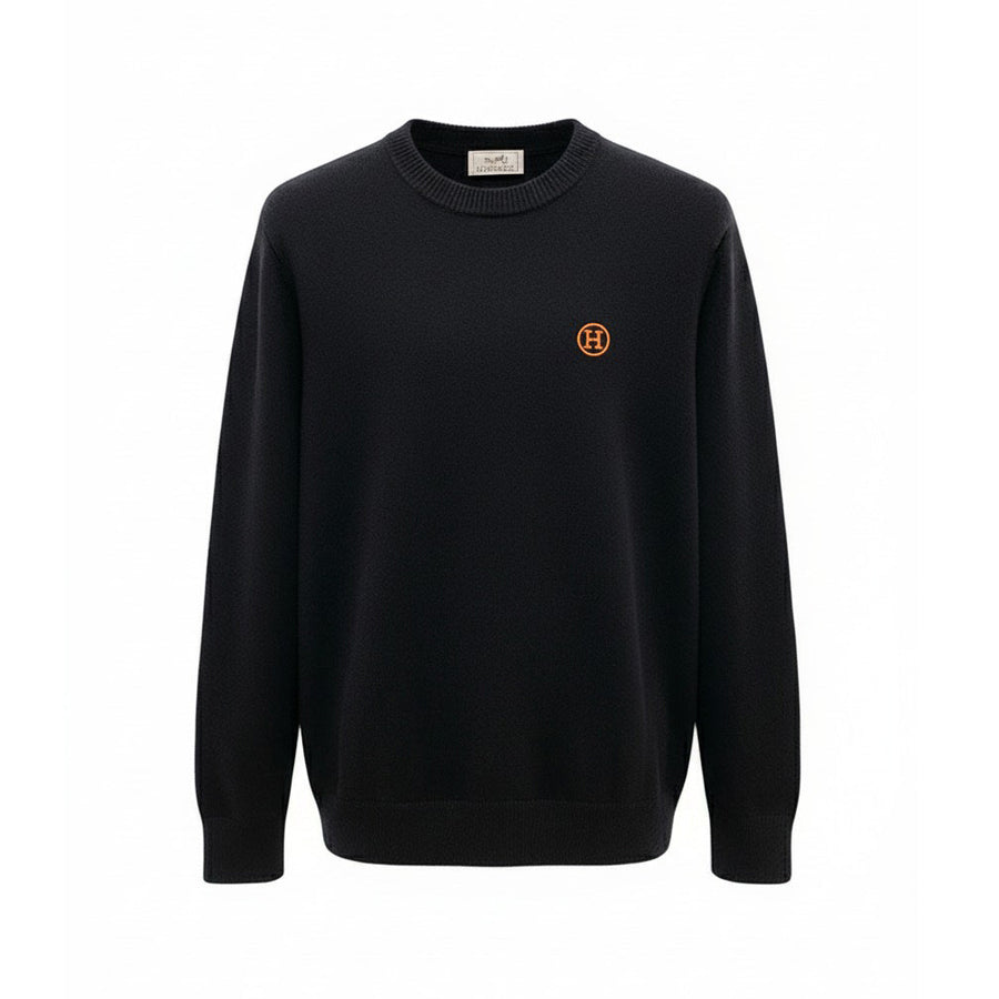 Hermes H Rond Embroidered Wool Crewneck Sweater