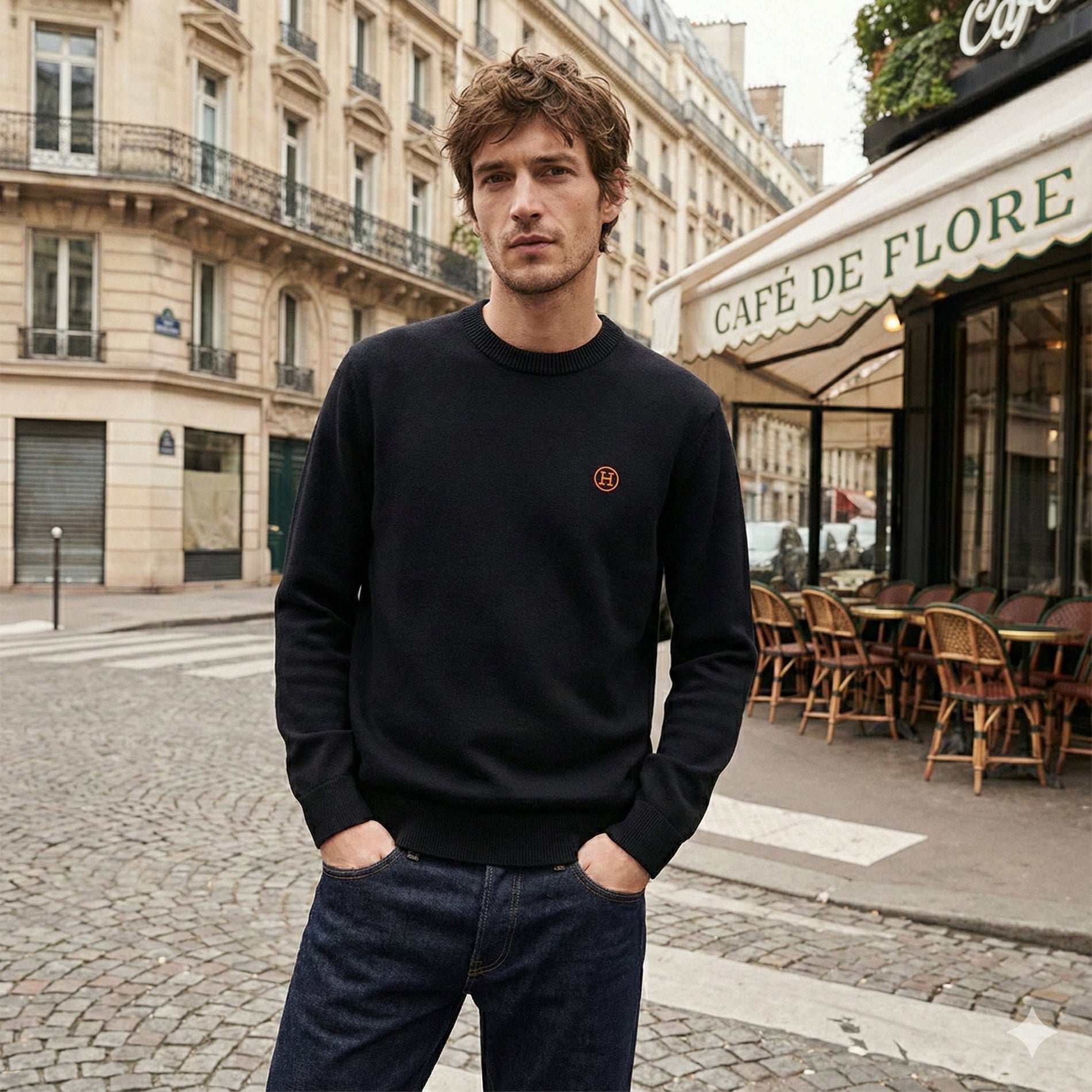 Hermes H Rond Embroidered Wool Crewneck Sweater - image 5