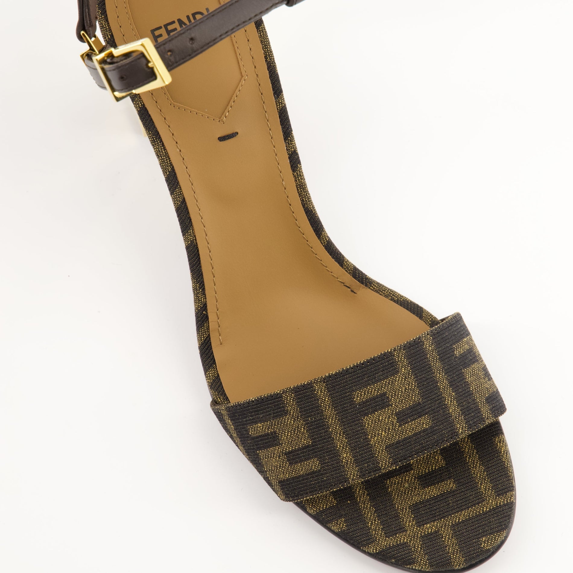 Fendi Jacquard Sandals with Metallic Heel - image 5