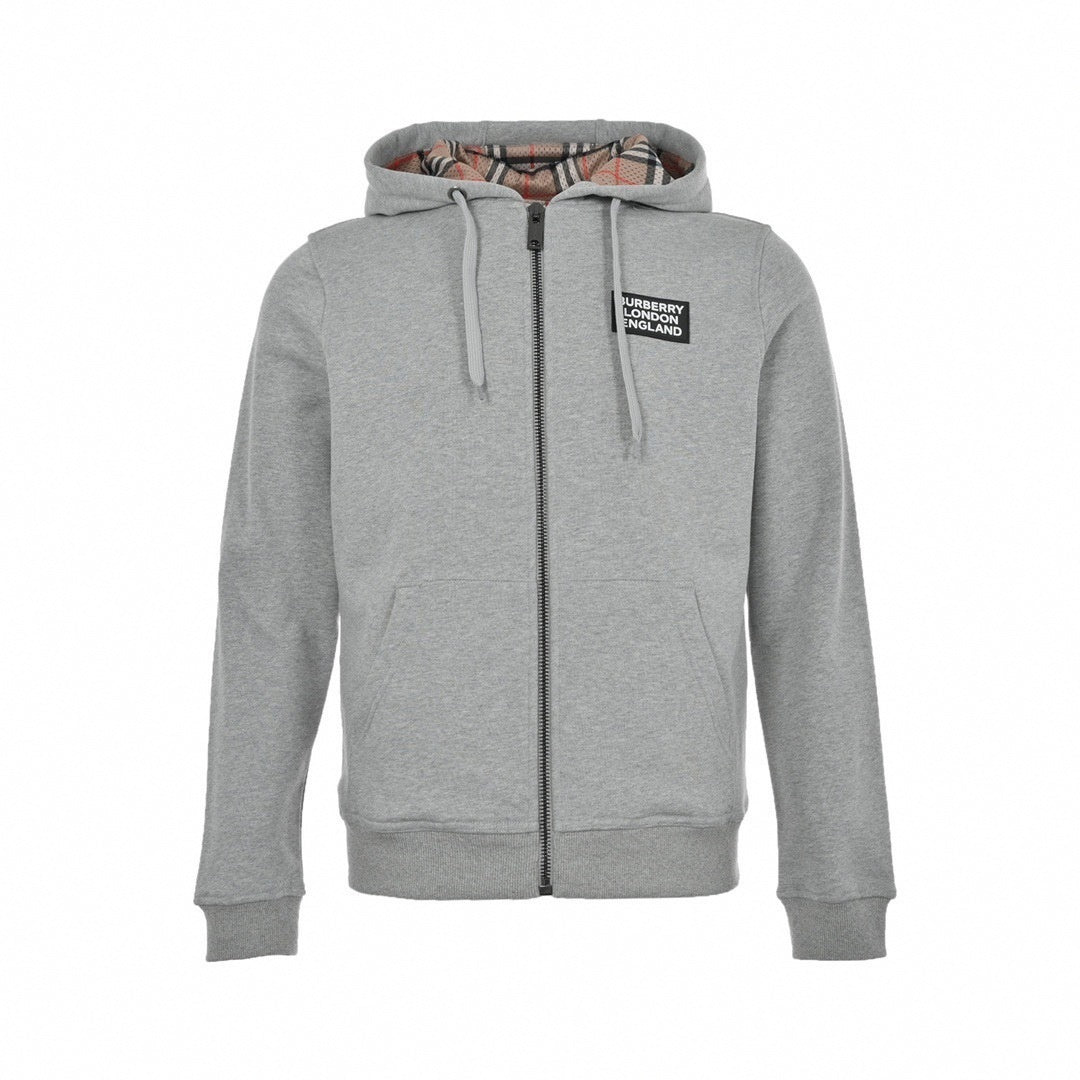 Burberry Gray Zip-Up Hoodie